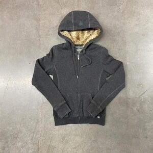 TNA Sherpa Fur Lined Grey‎ Zip Up Hoodie Y2K Women's XS